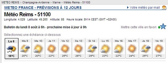Previsions météo - Champagne - aout 2011 - dates de vendanges