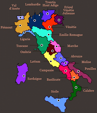 Vignoble italiens - Italy vineyards - map